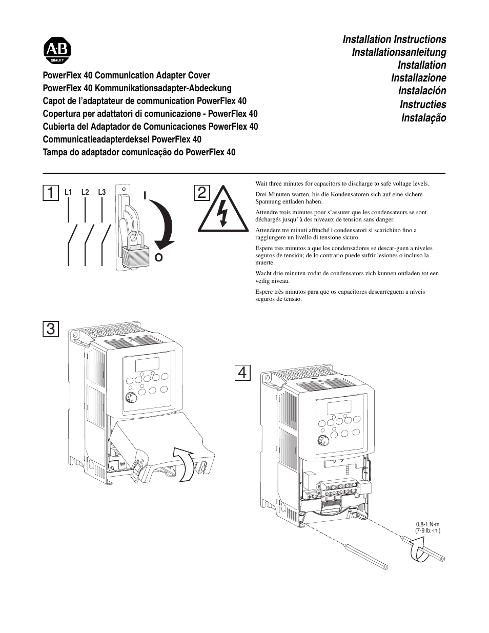 Rockwell Automation 22B PowerFlex 40 Comm Cover User Manual | 2 pages