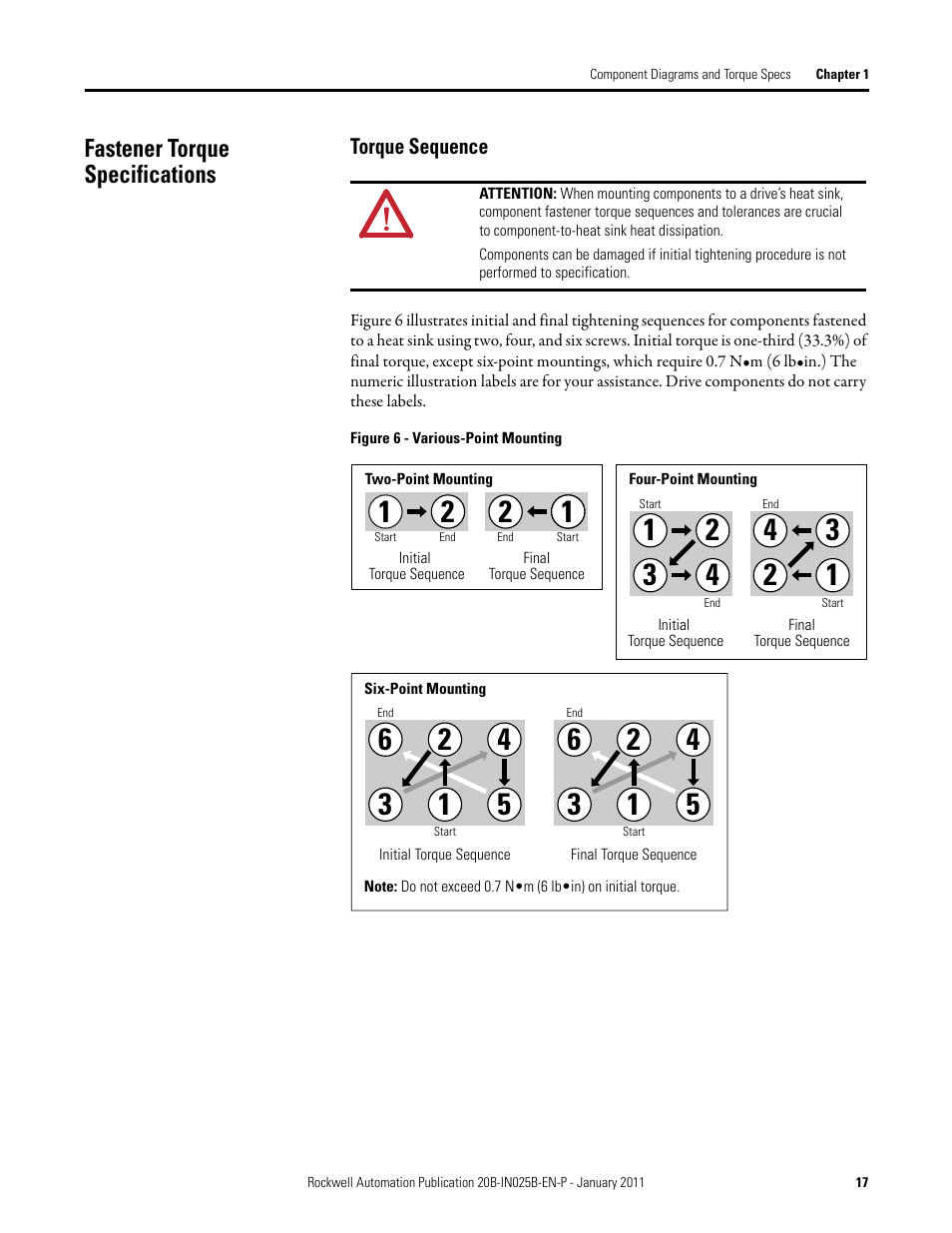 Fastener torque specifications, Torque sequence | Rockwell Automation PF700 PowerFlex 700 Drive Components Replacement - Frame 9 User Manual | Page 17 / 84