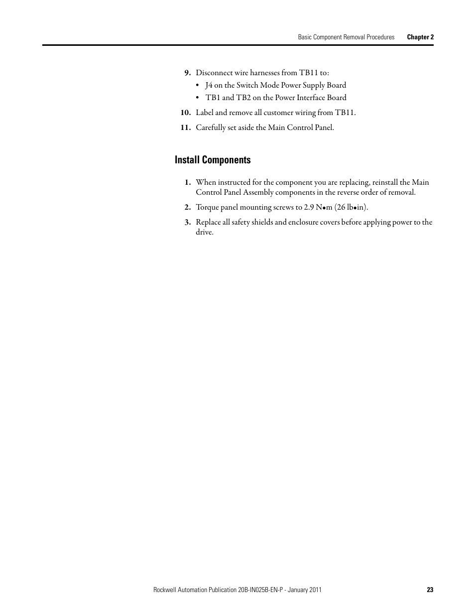 Install components | Rockwell Automation PF700 PowerFlex 700 Drive Components Replacement - Frame 9 User Manual | Page 23 / 84