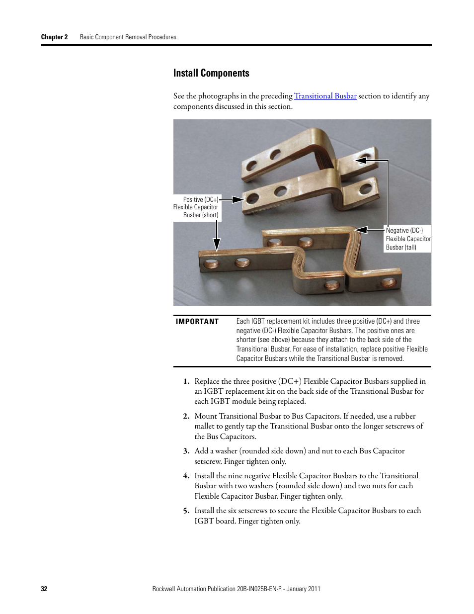 Install components | Rockwell Automation PF700 PowerFlex 700 Drive Components Replacement - Frame 9 User Manual | Page 32 / 84