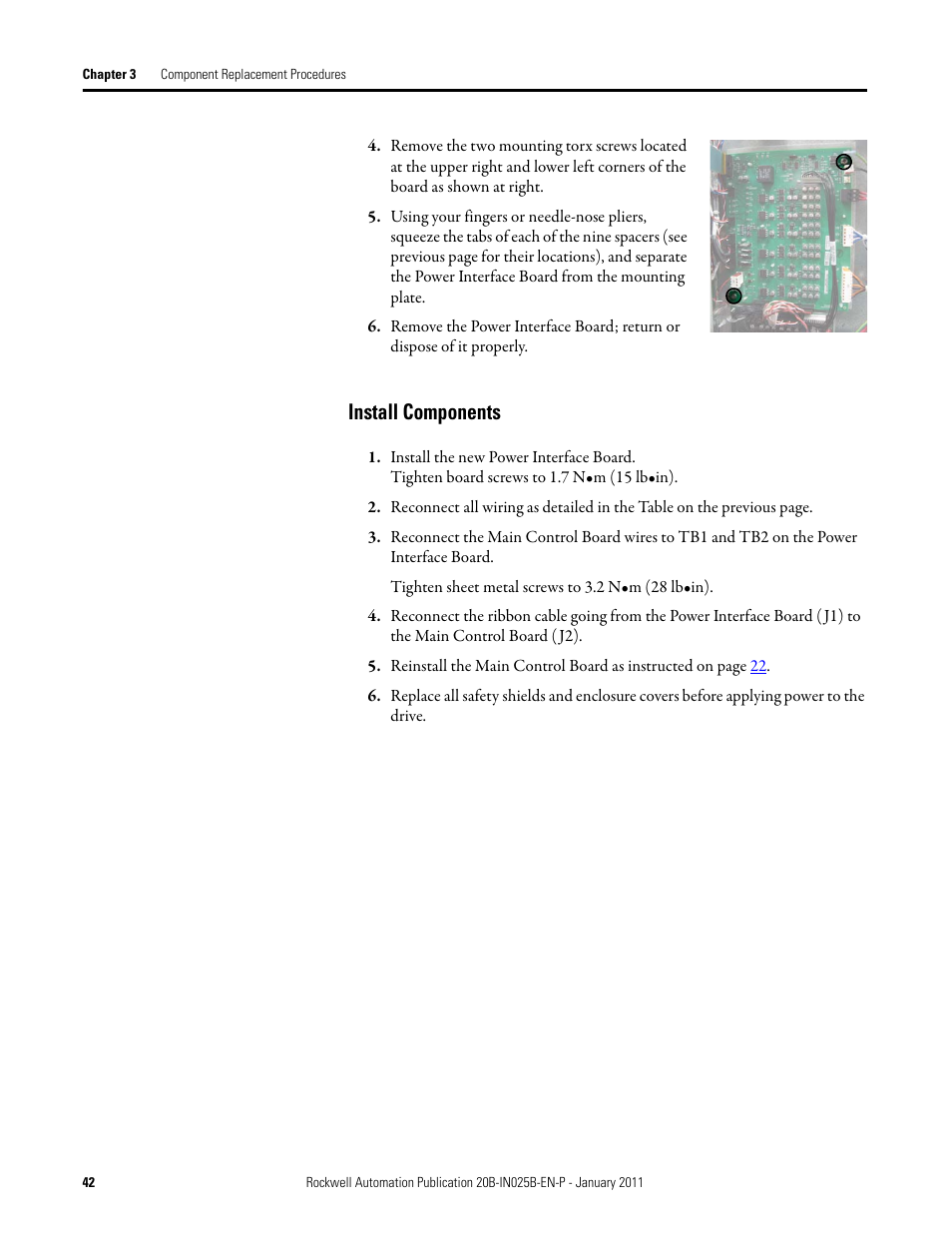 Install components | Rockwell Automation PF700 PowerFlex 700 Drive Components Replacement - Frame 9 User Manual | Page 42 / 84