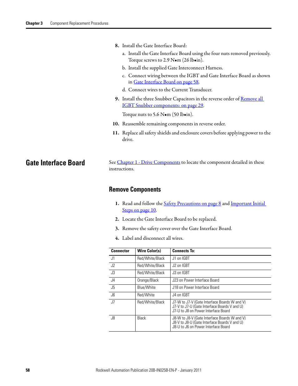 Gate interface board, Remove components | Rockwell Automation PF700 PowerFlex 700 Drive Components Replacement - Frame 9 User Manual | Page 58 / 84