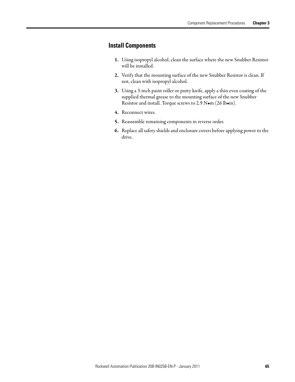 Install components | Rockwell Automation PF700 PowerFlex 700 Drive Components Replacement - Frame 9 User Manual | Page 65 / 84