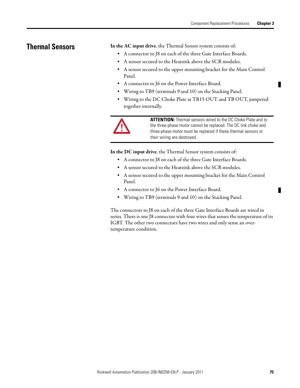 Thermal sensors | Rockwell Automation PF700 PowerFlex 700 Drive Components Replacement - Frame 9 User Manual | Page 75 / 84