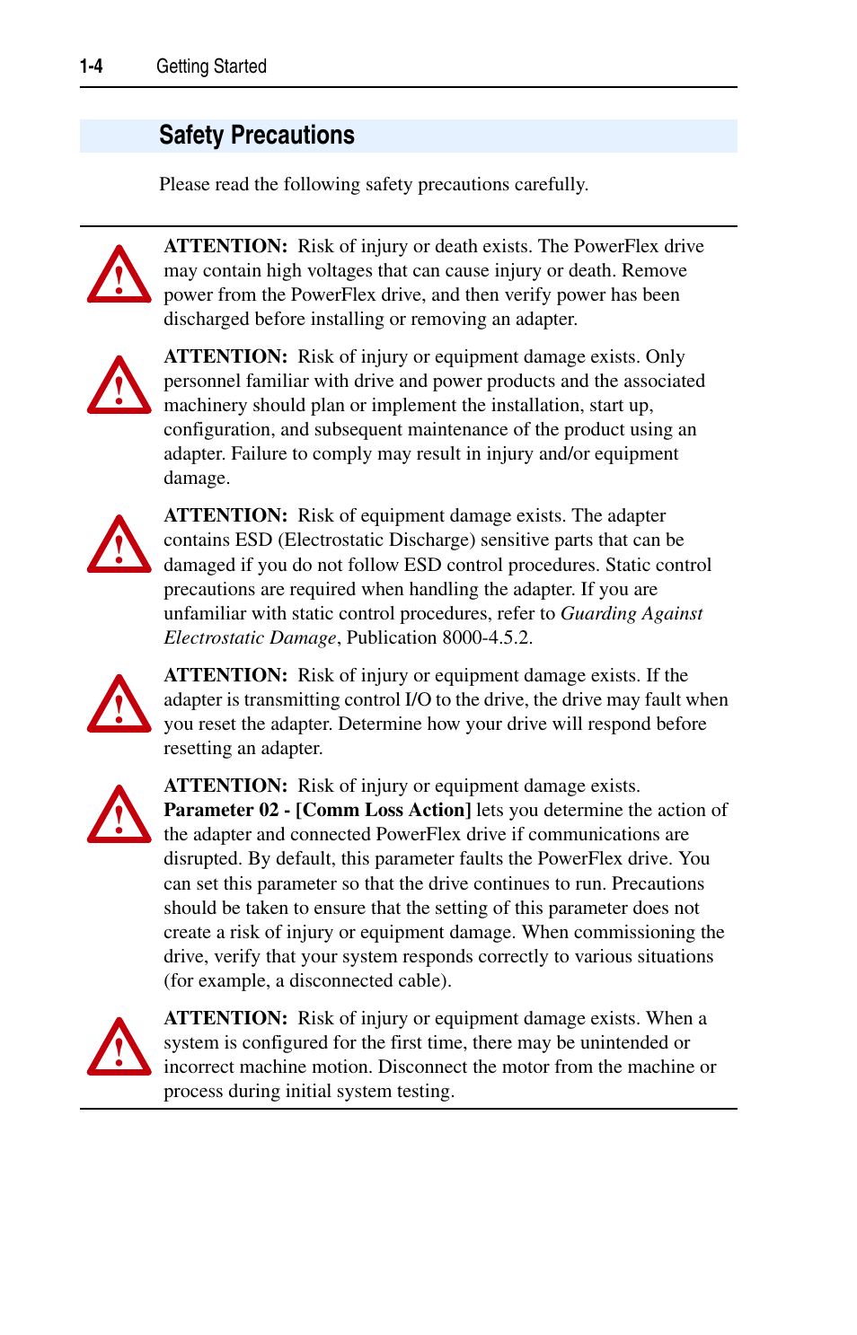 Safety precautions, Safety precautions -4 | Rockwell Automation 20-COMM-B BACnet MS/TP Adapter User Manual | Page 12 / 76