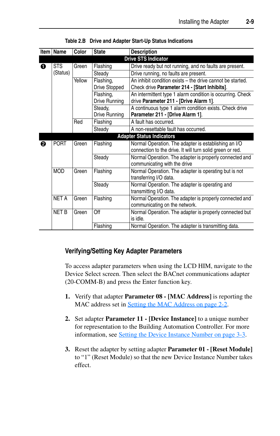Verifying/setting key adapter parameters | Rockwell Automation 20-COMM-B BACnet MS/TP Adapter User Manual | Page 25 / 76