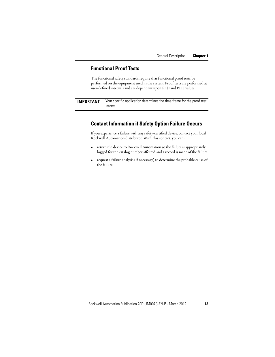 Functional proof tests | Rockwell Automation 20D-P2-DG03 DriveGuard Safe Torque Off Option for PowerFlex 700S Phase II and 700L Drives User Manual | Page 13 / 40