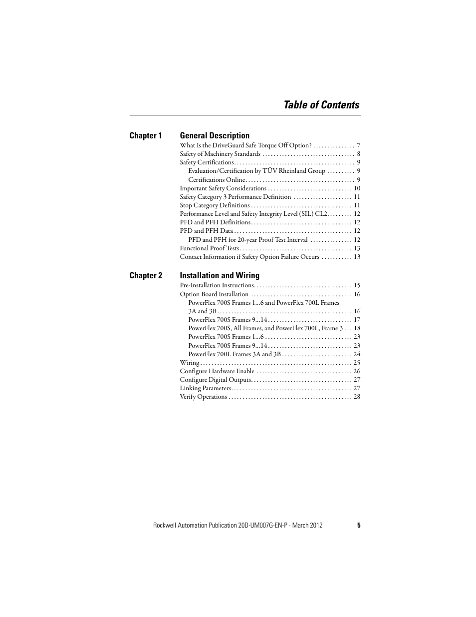 Rockwell Automation 20D-P2-DG03 DriveGuard Safe Torque Off Option for PowerFlex 700S Phase II and 700L Drives User Manual | Page 5 / 40