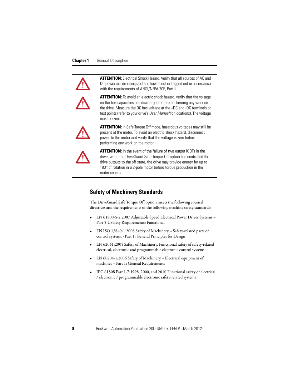 Safety of machinery standards | Rockwell Automation 20D-P2-DG03 DriveGuard Safe Torque Off Option for PowerFlex 700S Phase II and 700L Drives User Manual | Page 8 / 40