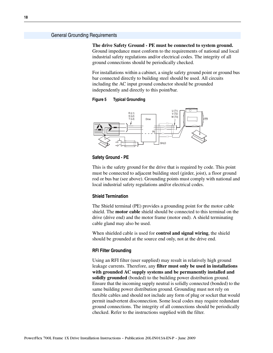 General grounding requirements | Rockwell Automation 20L PowerFlex 700L Frame 1X Liquid-Cooled Adjustable Frequency AC Drive User Manual | Page 18 / 60