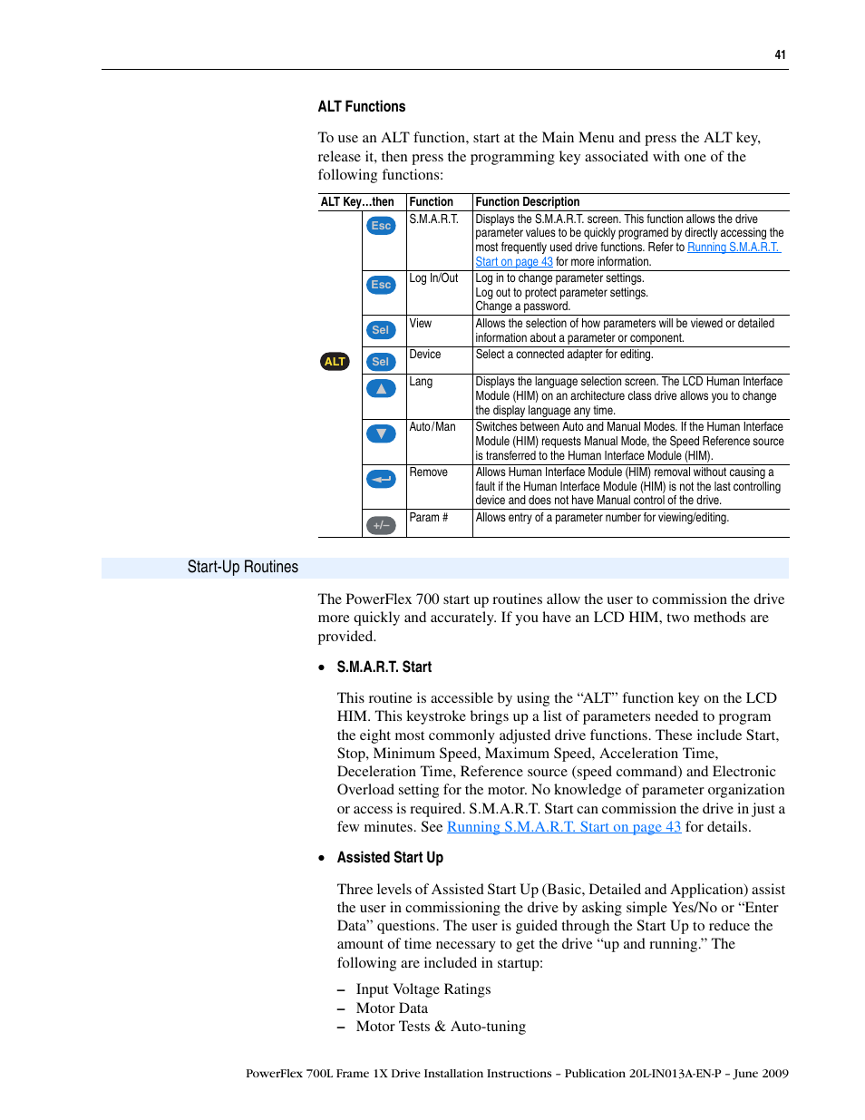 Start-up routines, Sic start-up menu option. see, The follo | Rockwell Automation 20L PowerFlex 700L Frame 1X Liquid-Cooled Adjustable Frequency AC Drive User Manual | Page 41 / 60