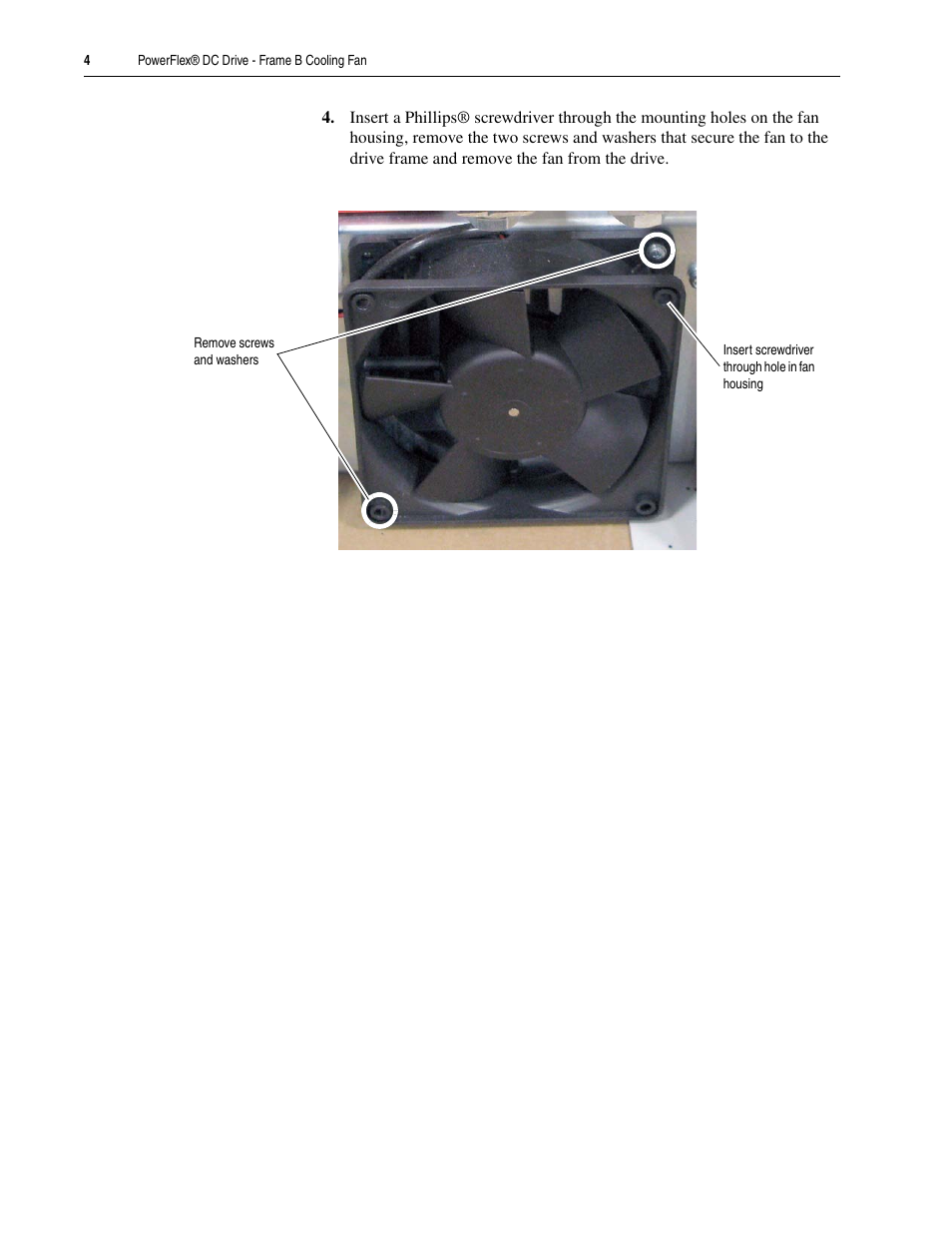 Rockwell Automation 20P PowerFlex DC Drive - Frame B Cooling Fan User Manual | Page 4 / 6