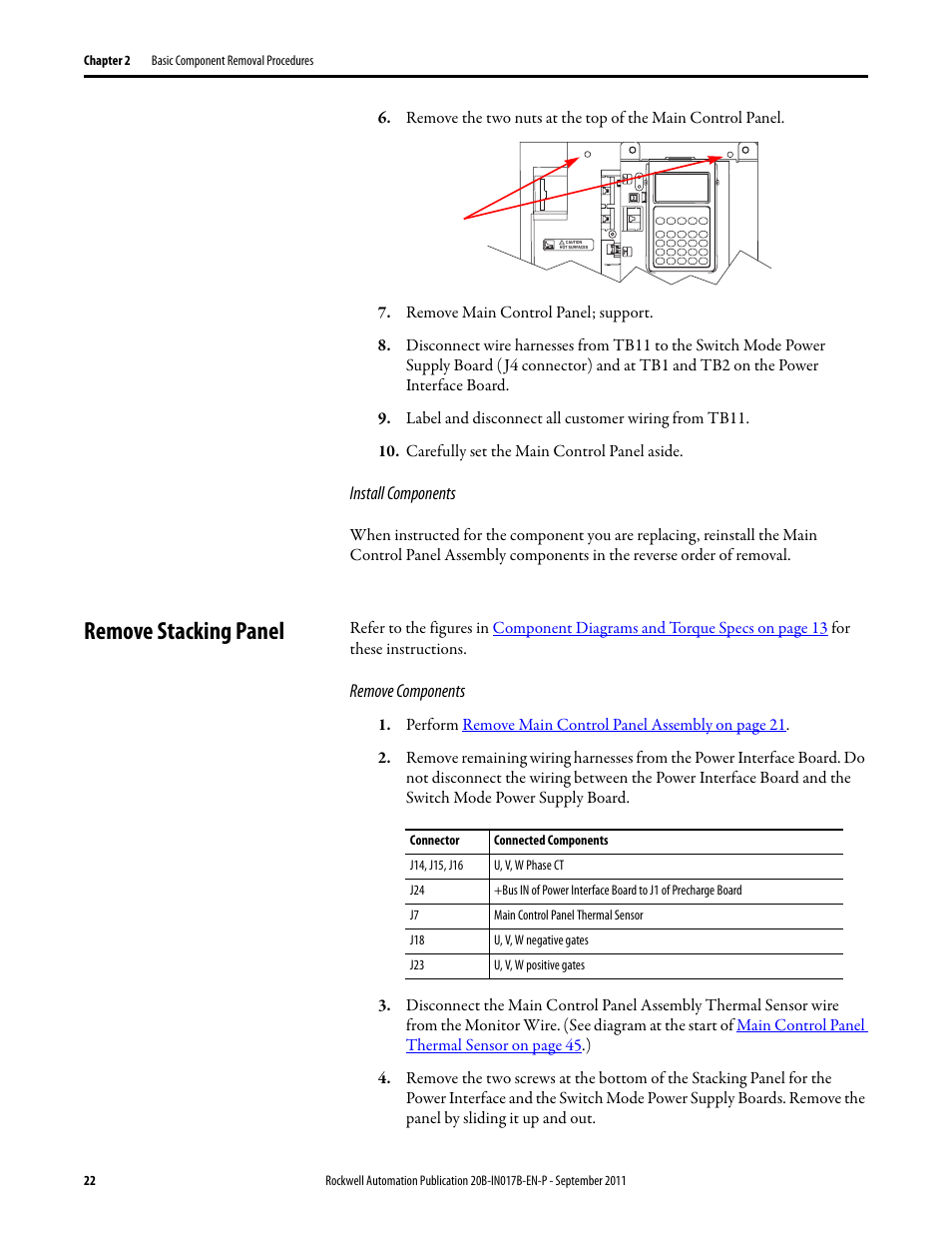 Remove stacking panel | Rockwell Automation 20B PowerFlex 700 Drive - Frame 7 Components Replacement User Manual | Page 22 / 60