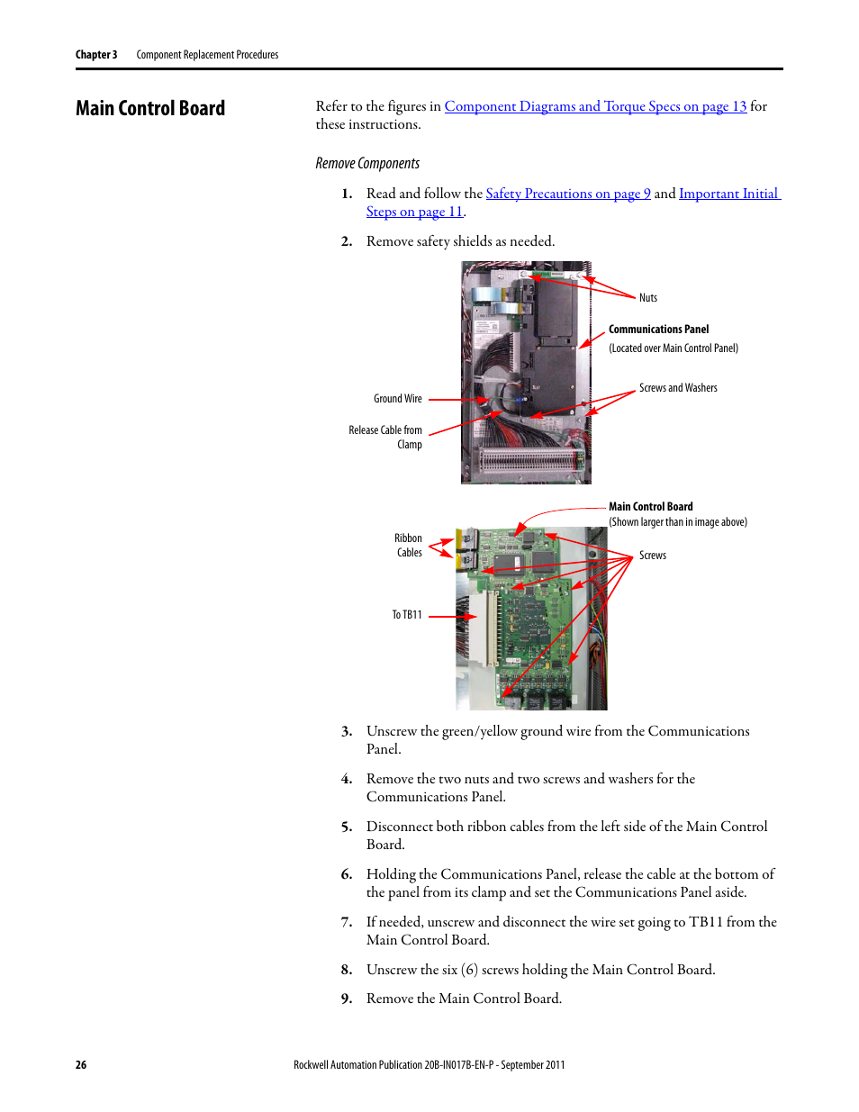 Main control board | Rockwell Automation 20B PowerFlex 700 Drive - Frame 7 Components Replacement User Manual | Page 26 / 60