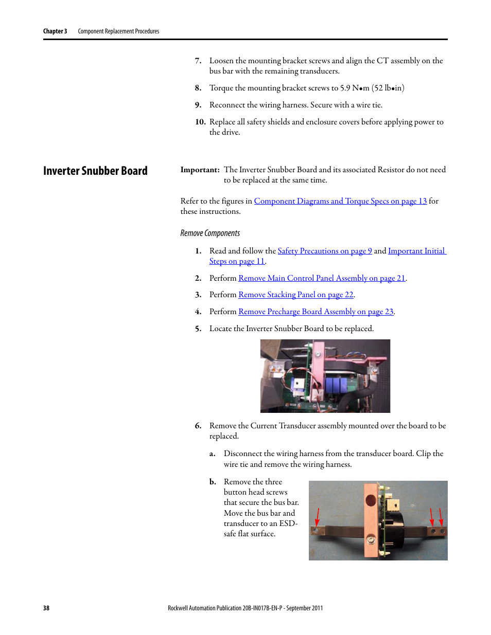 Inverter snubber board | Rockwell Automation 20B PowerFlex 700 Drive - Frame 7 Components Replacement User Manual | Page 38 / 60