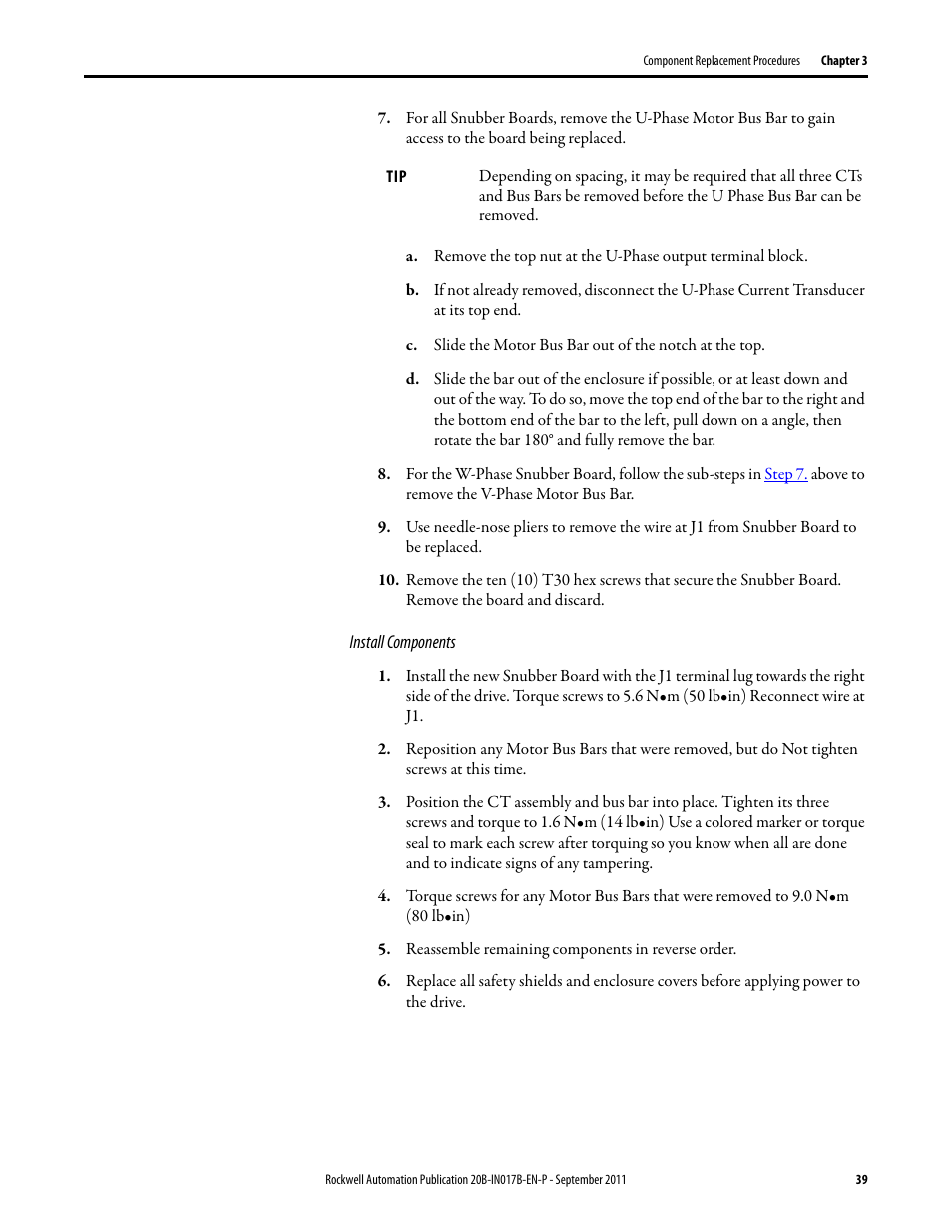 Rockwell Automation 20B PowerFlex 700 Drive - Frame 7 Components Replacement User Manual | Page 39 / 60