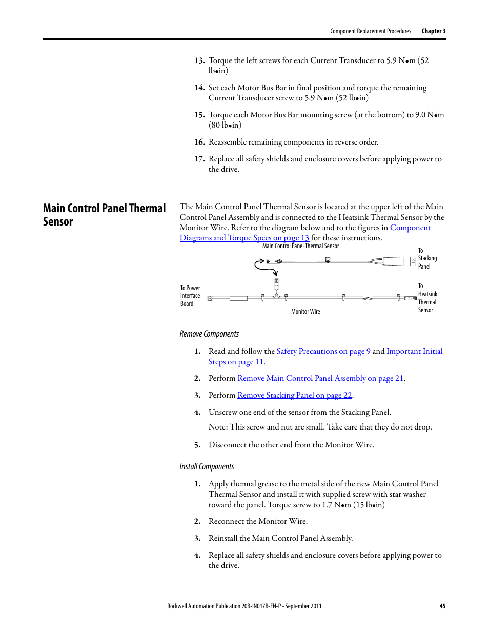 Main control panel thermal sensor, Art of, Main control panel | Rockwell Automation 20B PowerFlex 700 Drive - Frame 7 Components Replacement User Manual | Page 45 / 60