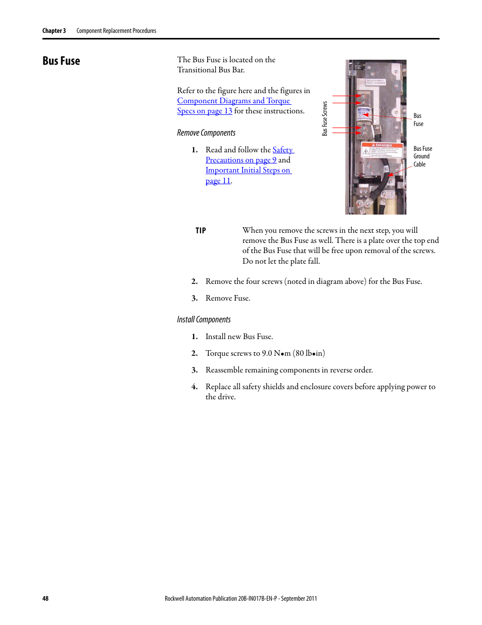 Bus fuse | Rockwell Automation 20B PowerFlex 700 Drive - Frame 7 Components Replacement User Manual | Page 48 / 60