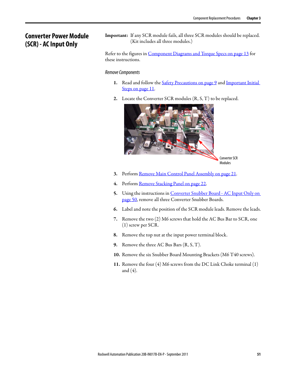 Converter power module (scr) - ac input only | Rockwell Automation 20B PowerFlex 700 Drive - Frame 7 Components Replacement User Manual | Page 51 / 60