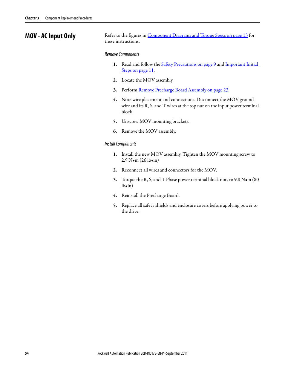 Mov - ac input only | Rockwell Automation 20B PowerFlex 700 Drive - Frame 7 Components Replacement User Manual | Page 54 / 60