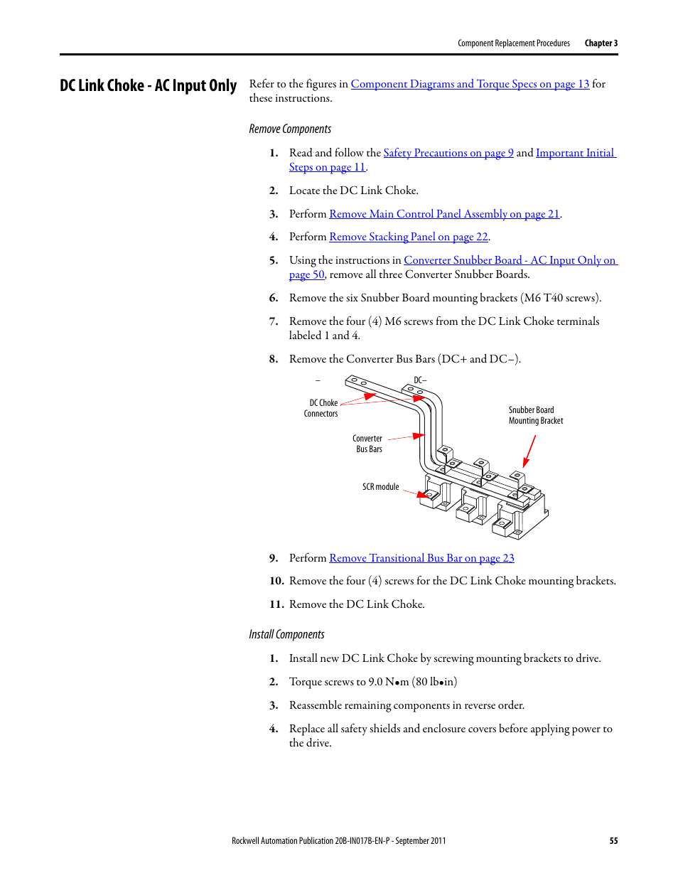 Dc link choke - ac input only | Rockwell Automation 20B PowerFlex 700 Drive - Frame 7 Components Replacement User Manual | Page 55 / 60