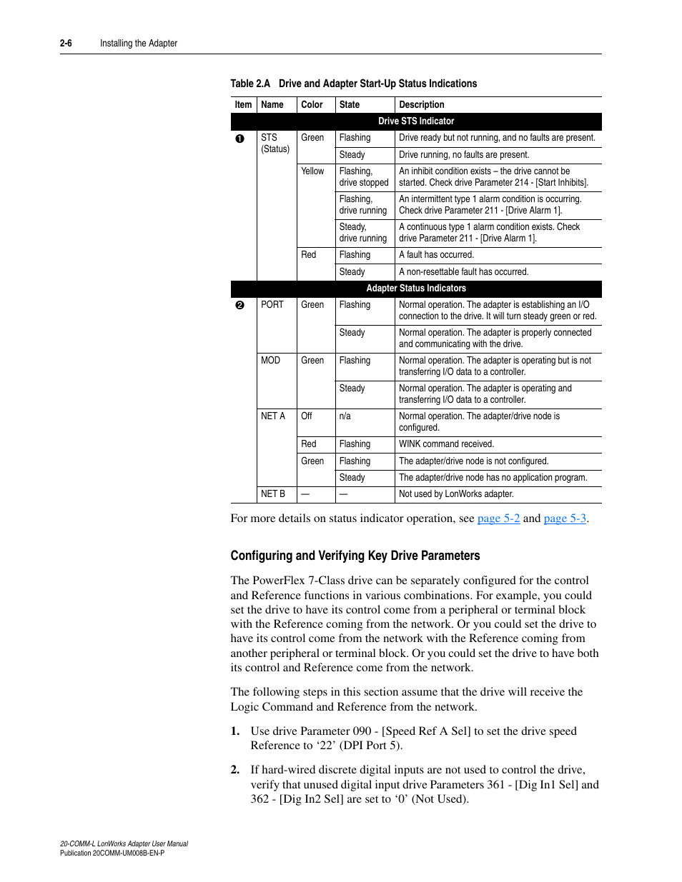 Configuring and verifying key drive parameters | Rockwell Automation 20-COMM-L LonWorks Adapter User Manual | Page 22 / 84