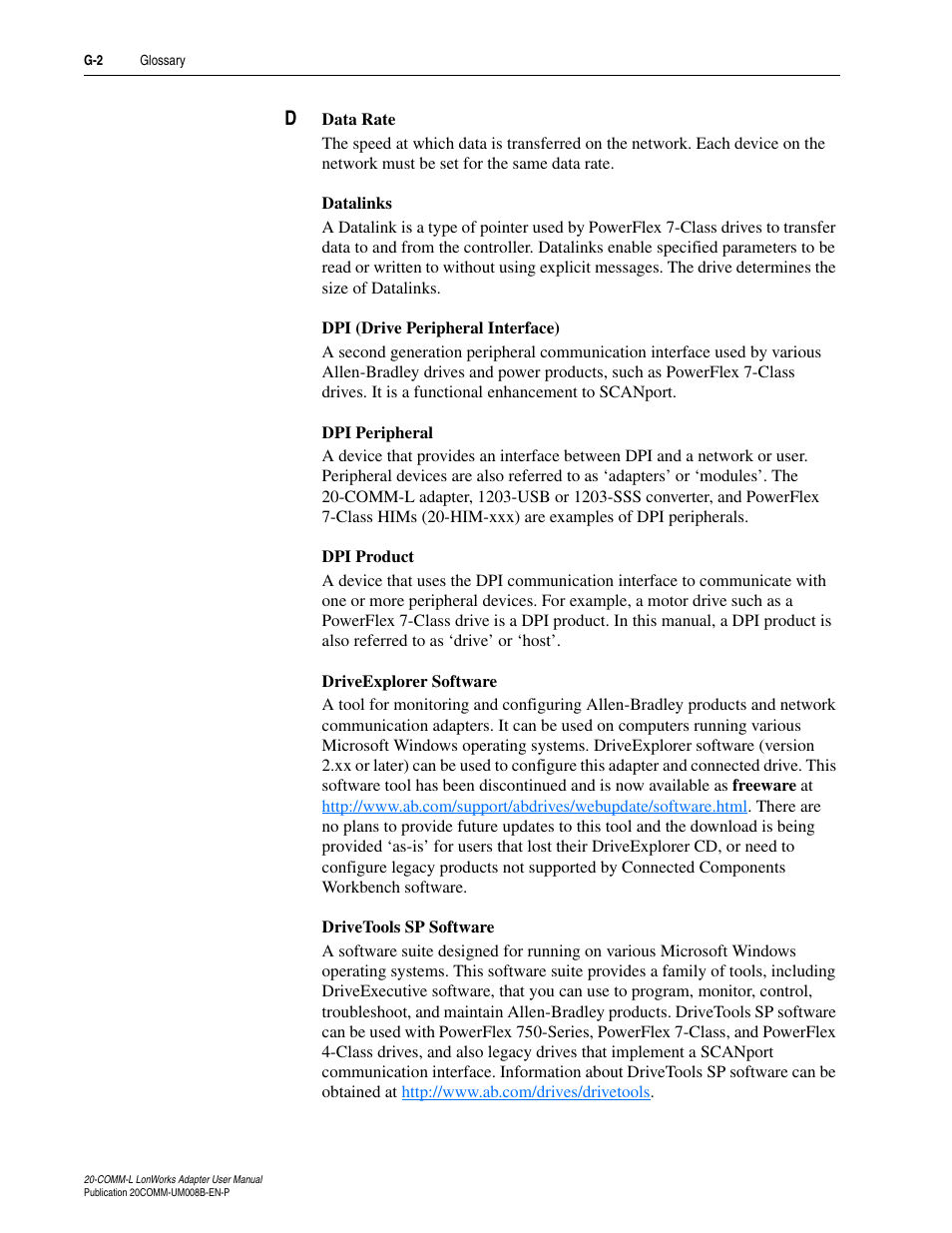 Rockwell Automation 20-COMM-L LonWorks Adapter User Manual | Page 74 / 84