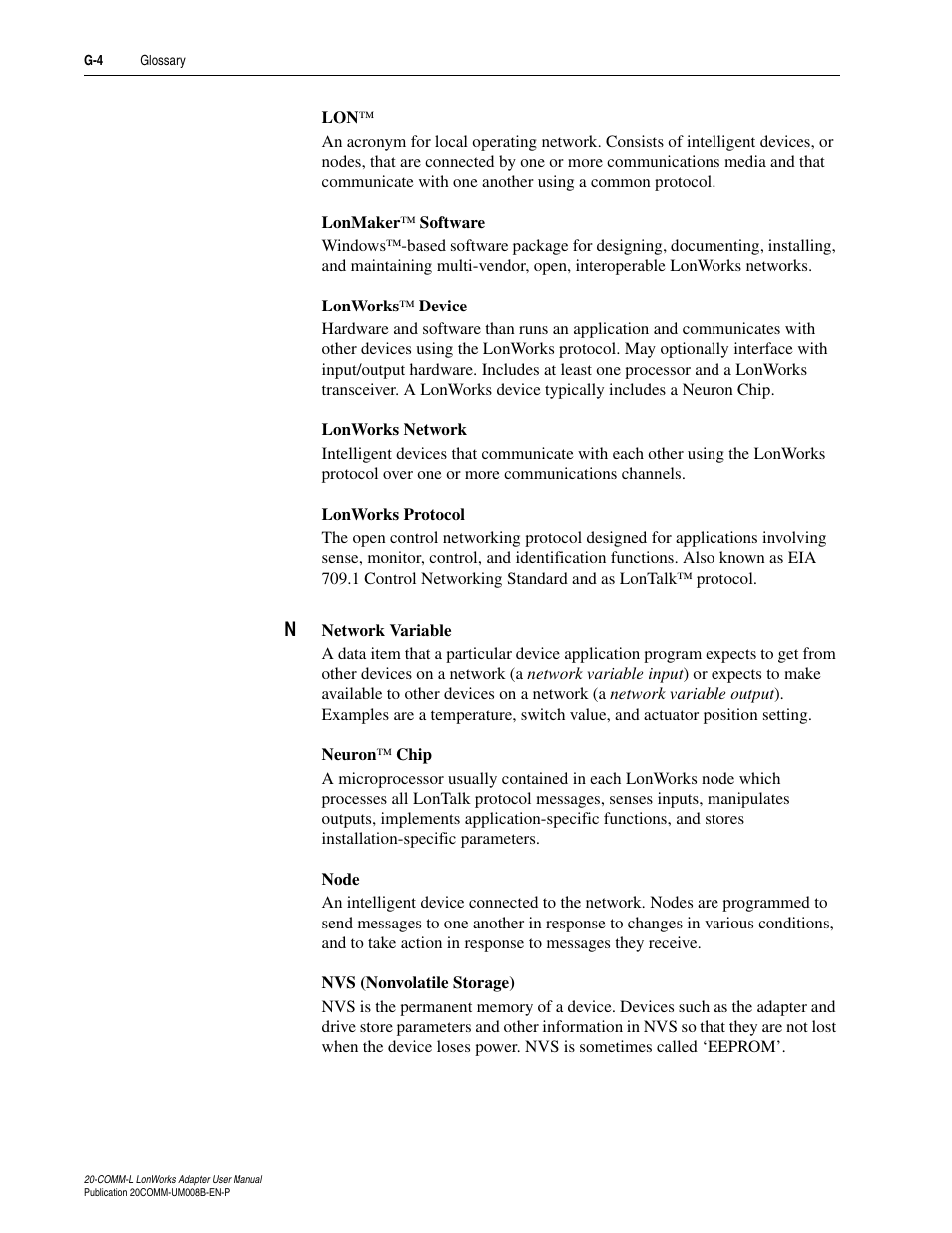 Rockwell Automation 20-COMM-L LonWorks Adapter User Manual | Page 76 / 84