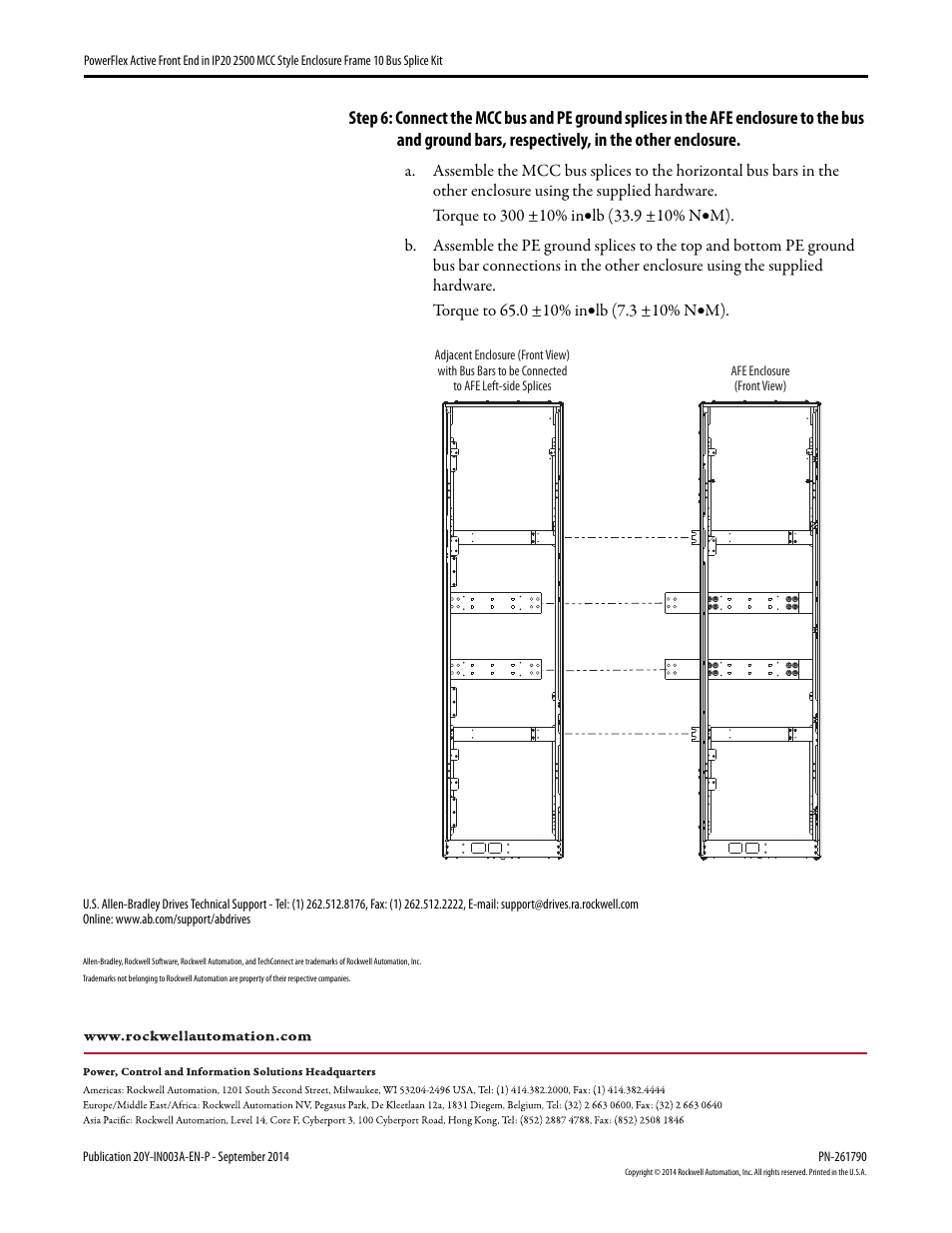 Rockwell Automation 20Y PowerFlex Active Front End in IP20 2500 MCC Style Encl. Fr. 10 Bus Splice Kit User Manual | Page 10 / 10