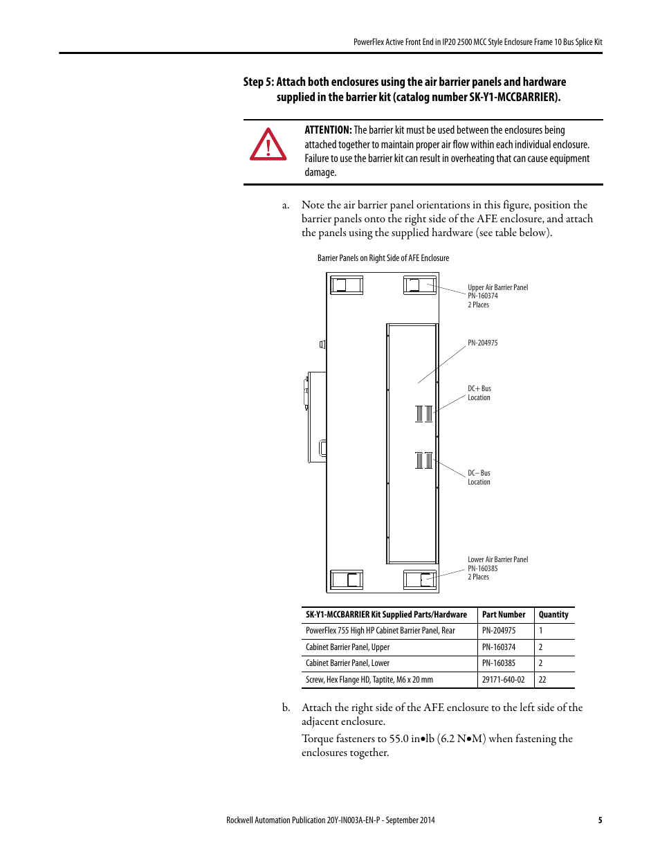 Rockwell Automation 20Y PowerFlex Active Front End in IP20 2500 MCC Style Encl. Fr. 10 Bus Splice Kit User Manual | Page 5 / 10