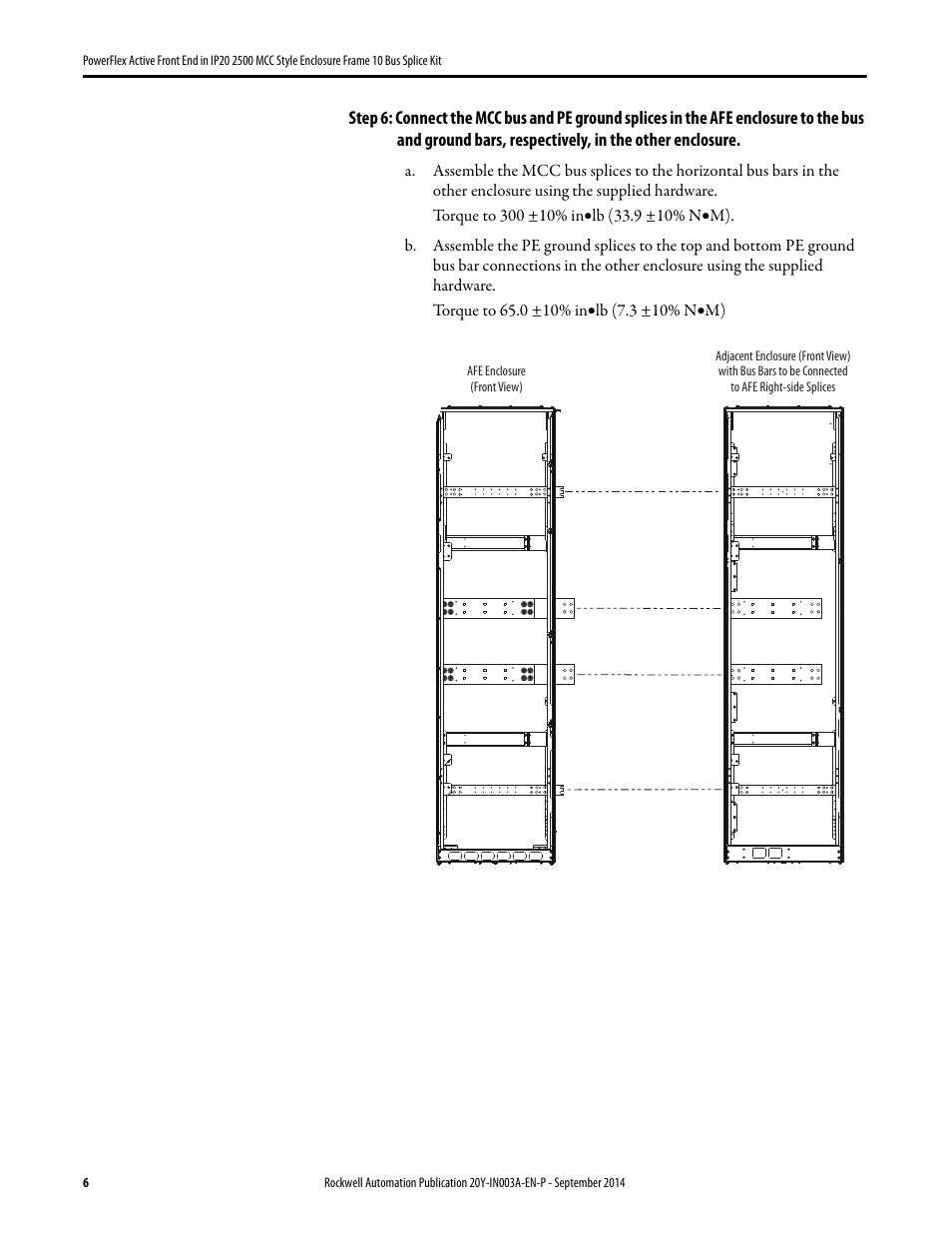 Rockwell Automation 20Y PowerFlex Active Front End in IP20 2500 MCC Style Encl. Fr. 10 Bus Splice Kit User Manual | Page 6 / 10