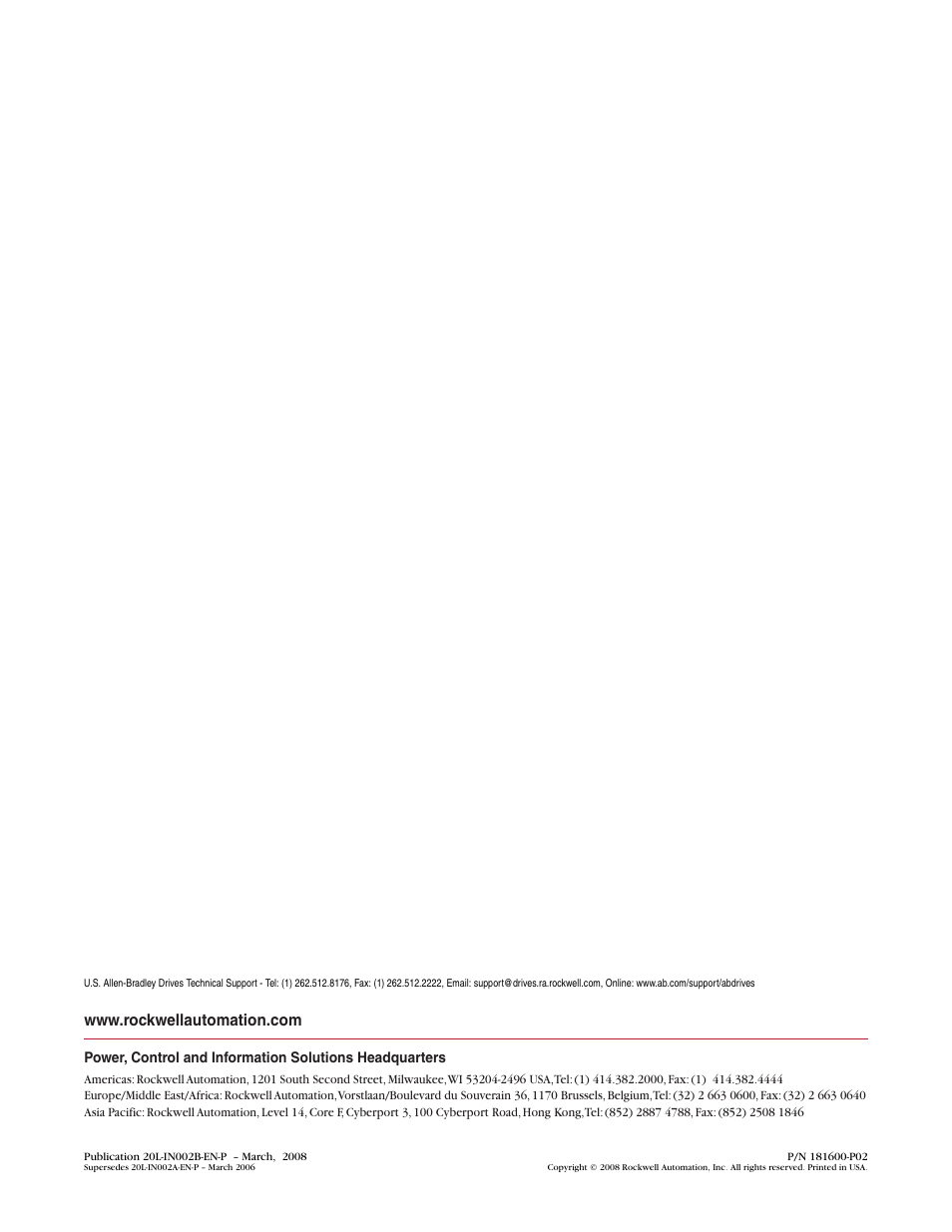 Rockwell Automation 20L Vented Top Cover for PowerFlex 700L Frame 3A and 3B Liquid-Cooled AC Drives User Manual | Page 2 / 2