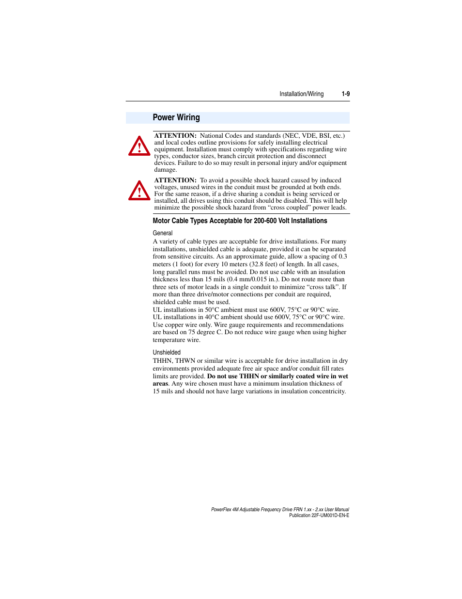 Power wiring, Power wiring -9 | Rockwell Automation 22F PowerFlex 4M User Manual FRN 1.xx - 2.xx User Manual | Page 19 / 118