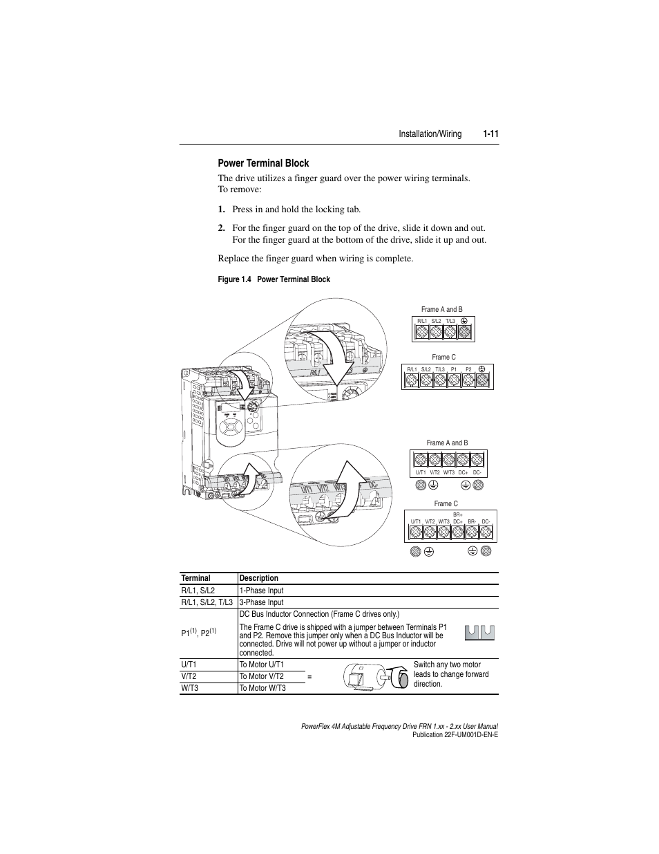 Power terminal block | Rockwell Automation 22F PowerFlex 4M User Manual FRN 1.xx - 2.xx User Manual | Page 21 / 118