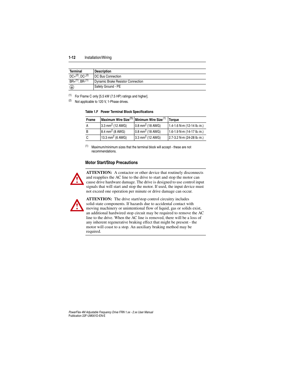 Rockwell Automation 22F PowerFlex 4M User Manual FRN 1.xx - 2.xx User Manual | Page 22 / 118