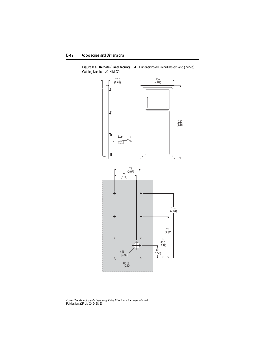 B-12 accessories and dimensions | Rockwell Automation 22F PowerFlex 4M User Manual FRN 1.xx - 2.xx User Manual | Page 98 / 118