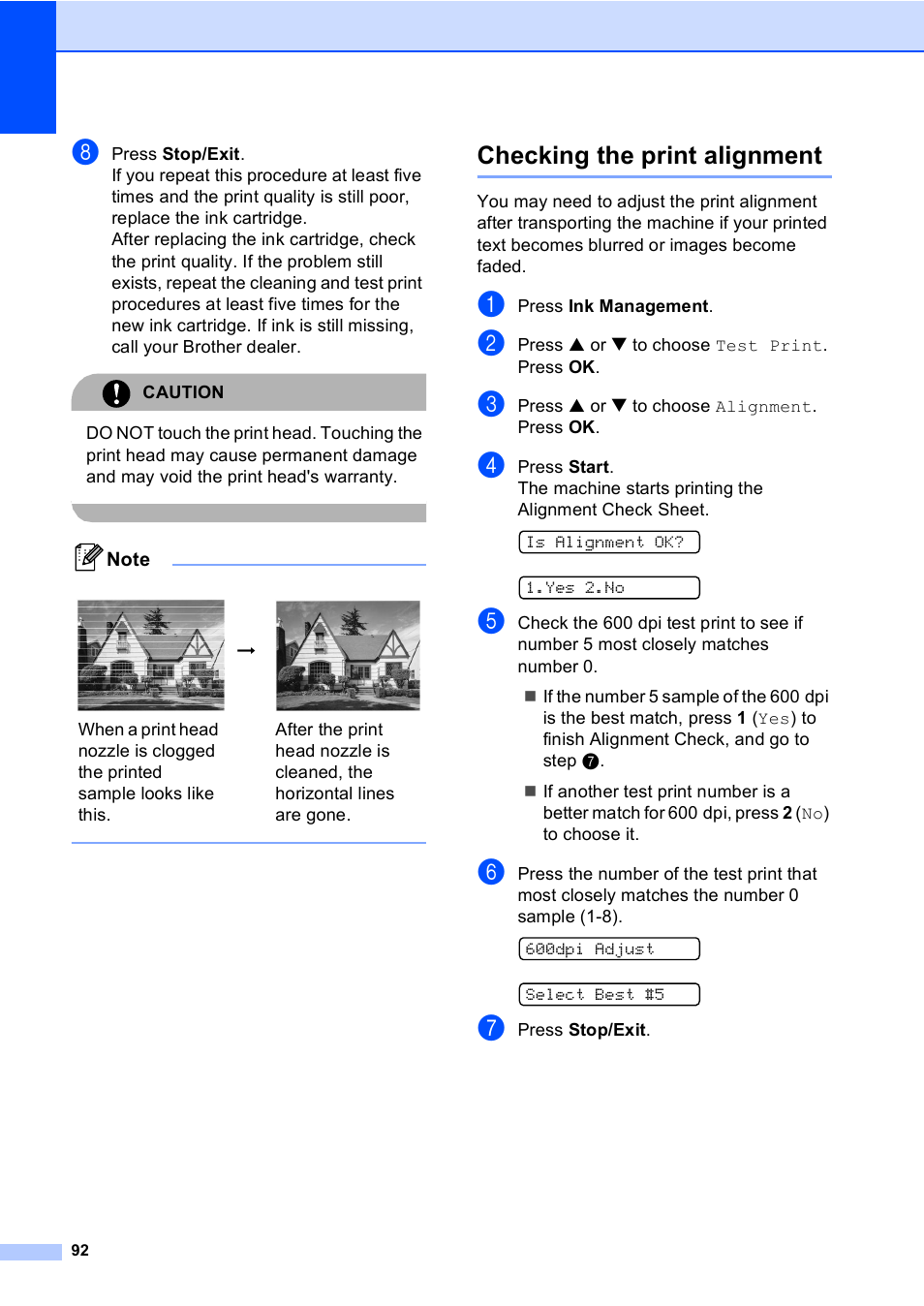 Checking the print alignment | Brother FAX-1355 User Manual | Page 102 / 127