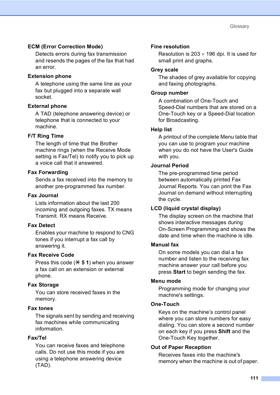 Brother FAX-1355 User Manual | Page 121 / 127