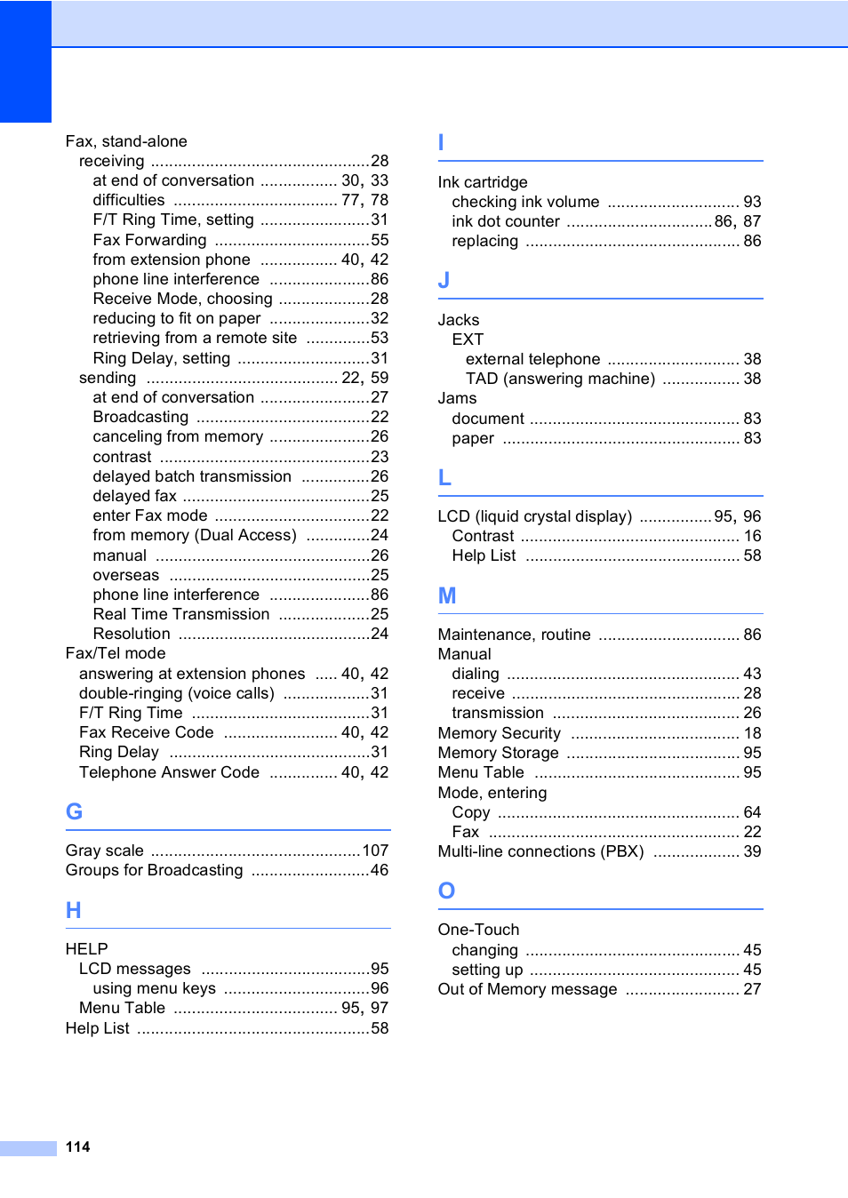 Brother FAX-1355 User Manual | Page 124 / 127