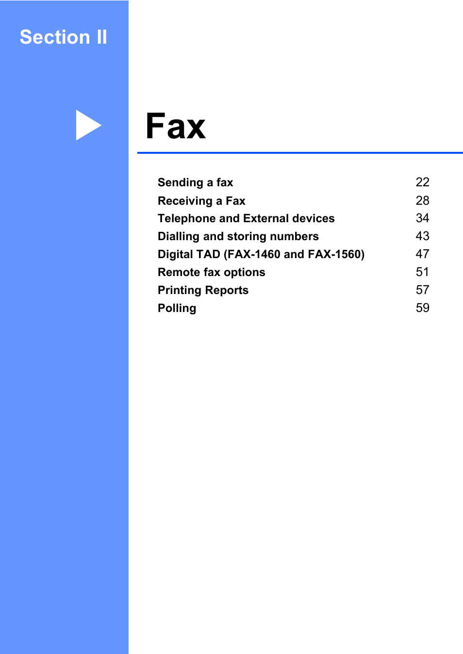 Section ii: fax, Section ii fax | Brother FAX-1355 User Manual | Page 31 / 127