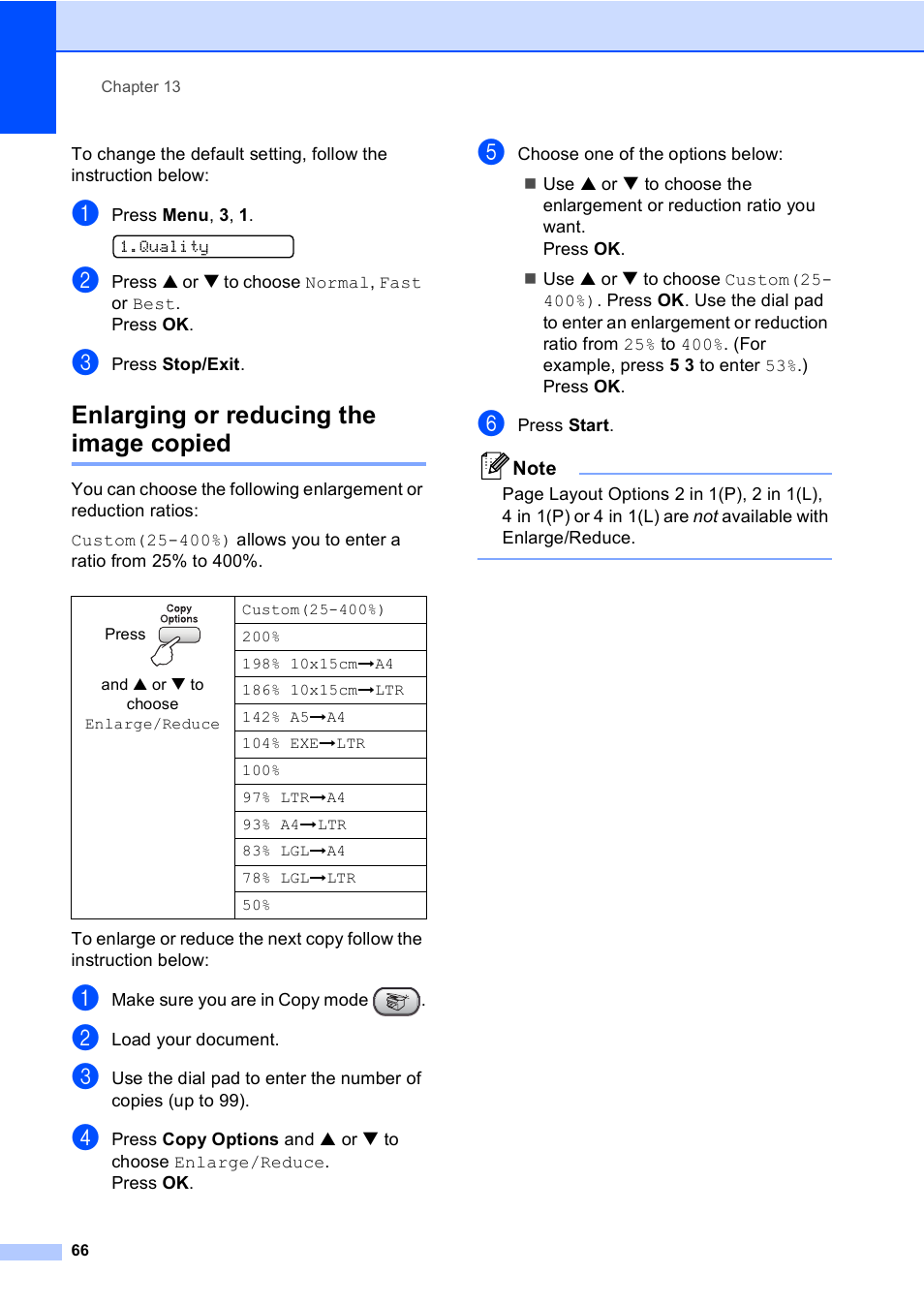 Enlarging or reducing the image copied | Brother FAX-1355 User Manual | Page 76 / 127