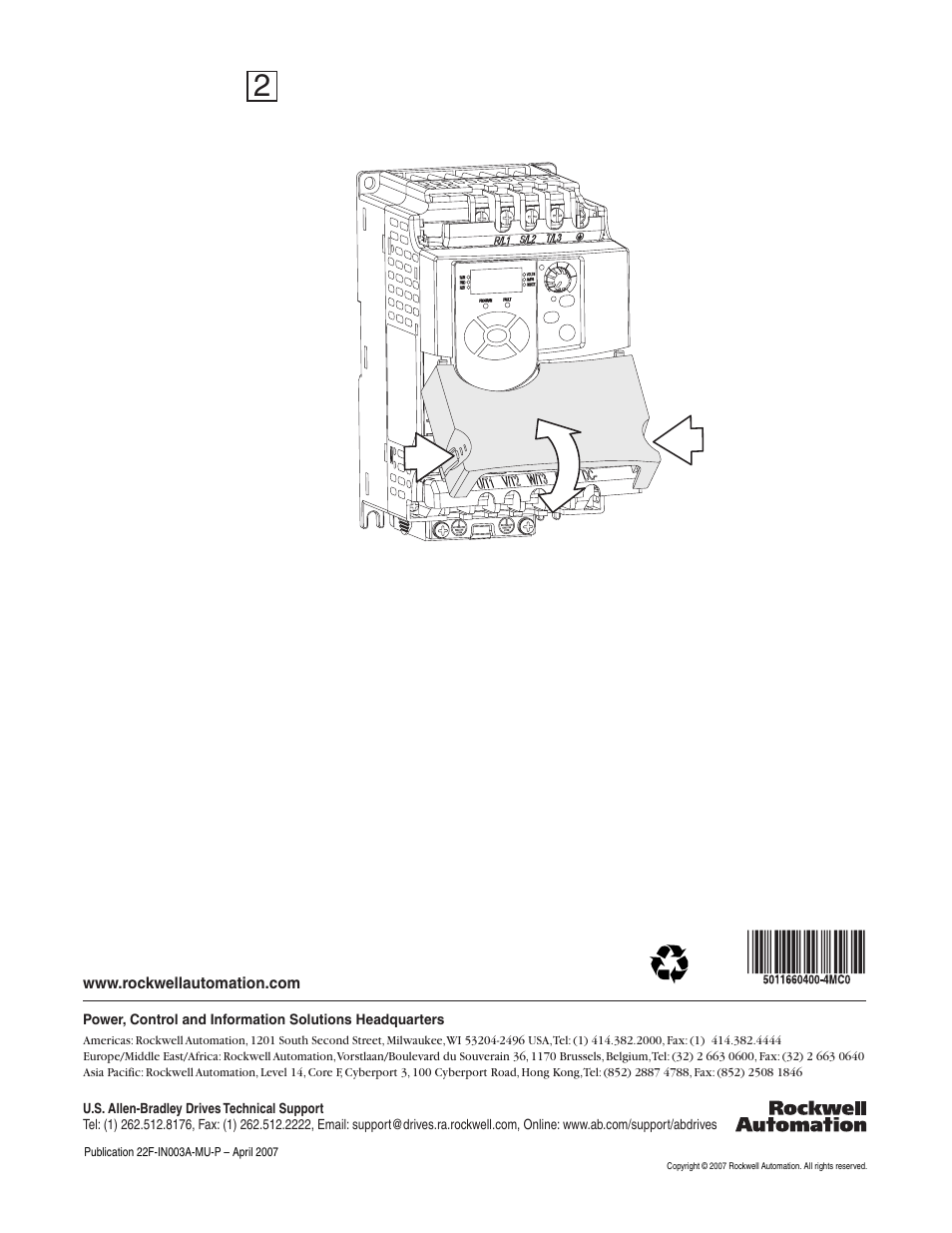 Rockwell Automation 22F PowerFlex 4M Replacement Cover User Manual | Page 2 / 2