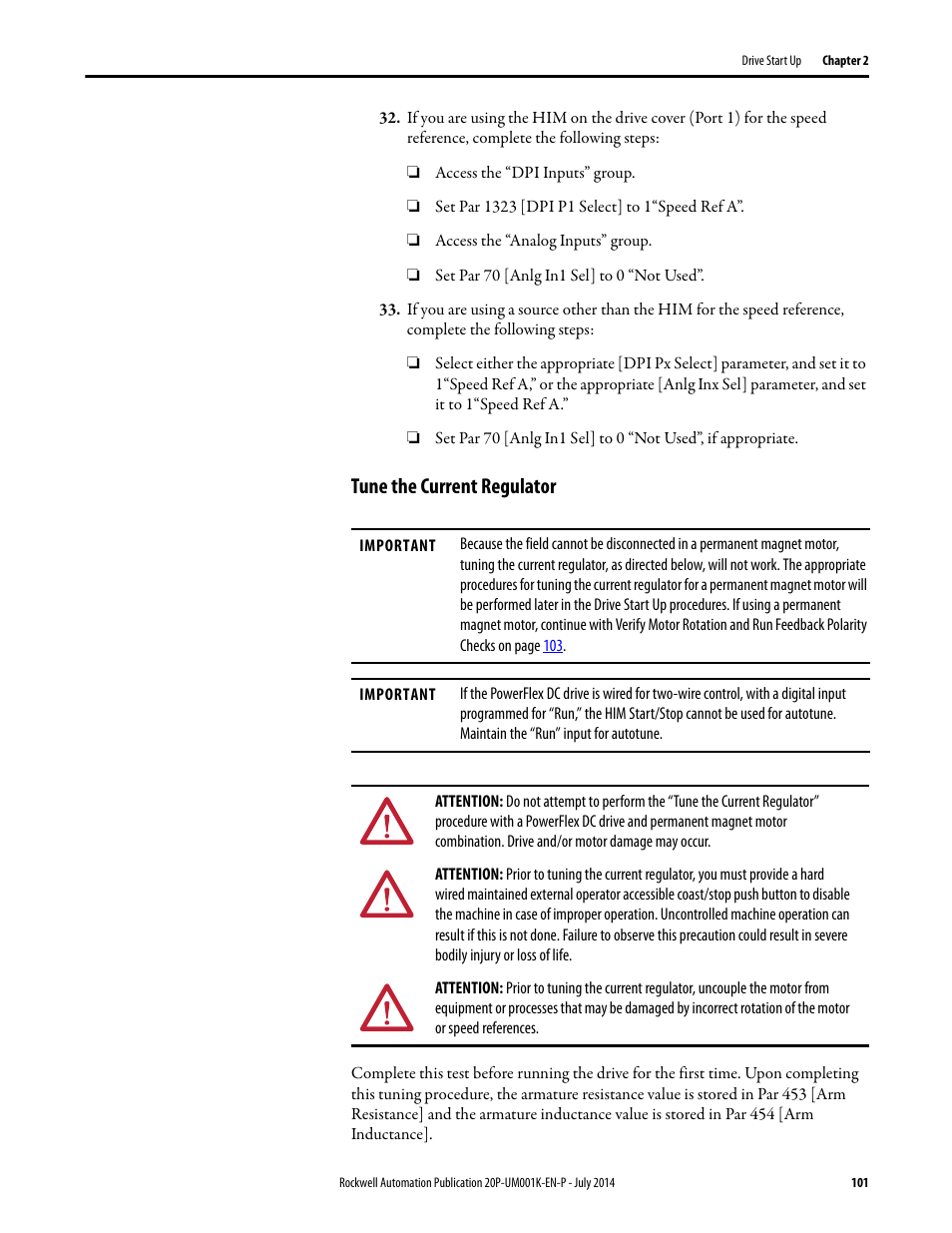 Tune the current regulator | Rockwell Automation 23P PowerFlex Digital DC Drive User Manual | Page 101 / 404