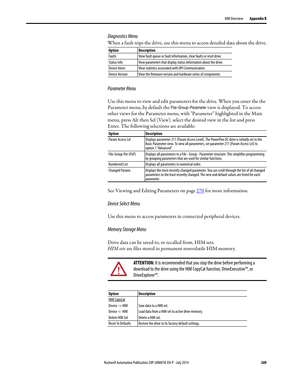 E diagnostics menu | Rockwell Automation 23P PowerFlex Digital DC Drive User Manual | Page 269 / 404