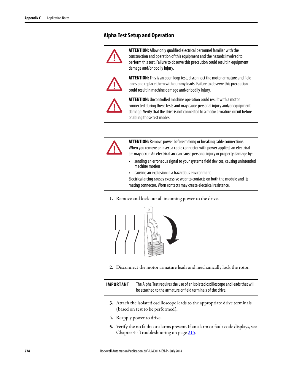 Alpha test setup and operation | Rockwell Automation 23P PowerFlex Digital DC Drive User Manual | Page 274 / 404