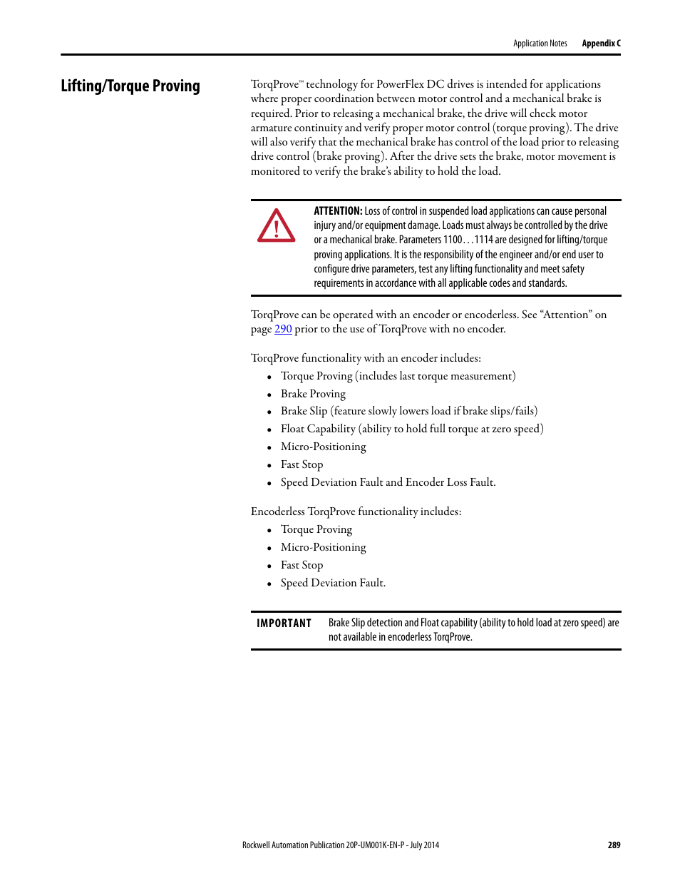 Lifting/torque proving | Rockwell Automation 23P PowerFlex Digital DC Drive User Manual | Page 289 / 404