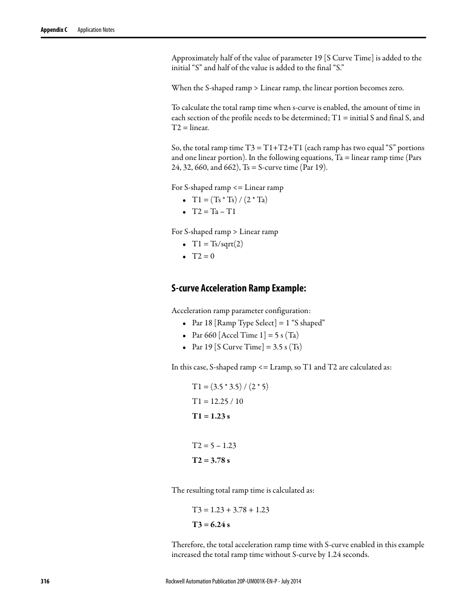 S-curve acceleration ramp example | Rockwell Automation 23P PowerFlex Digital DC Drive User Manual | Page 316 / 404