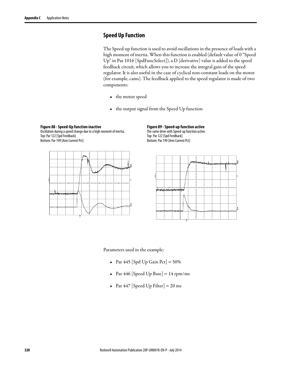 Speed up function, For mo, E speed up function | Speed up function o | Rockwell Automation 23P PowerFlex Digital DC Drive User Manual | Page 320 / 404