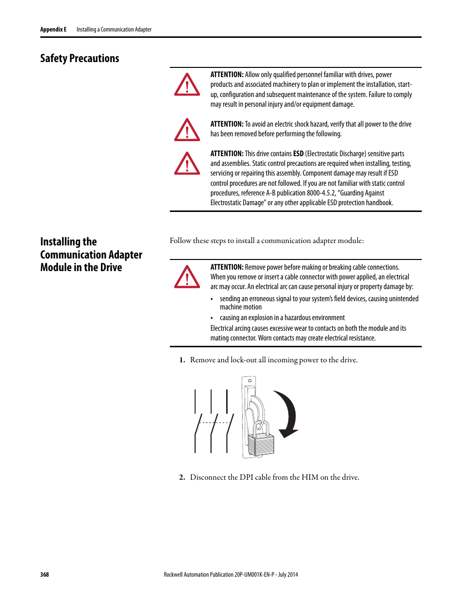 Safety precautions | Rockwell Automation 23P PowerFlex Digital DC Drive User Manual | Page 368 / 404