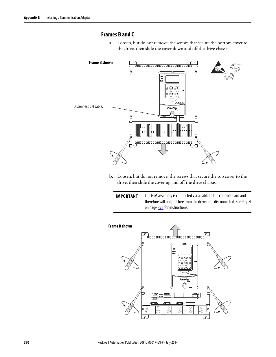 Frames b and c | Rockwell Automation 23P PowerFlex Digital DC Drive User Manual | Page 370 / 404